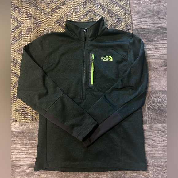 The North Face Other - The North Face Dark Green Quarter-Zip Fleece Pullover with Lime Accents - NWOT
